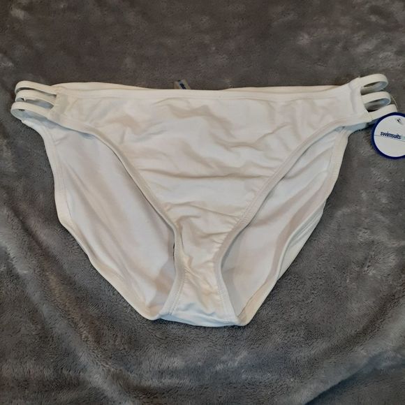 Swimsuits For All Triple String Cut Out White Bikini Swim Bottoms NWT - Picture 15 of 15